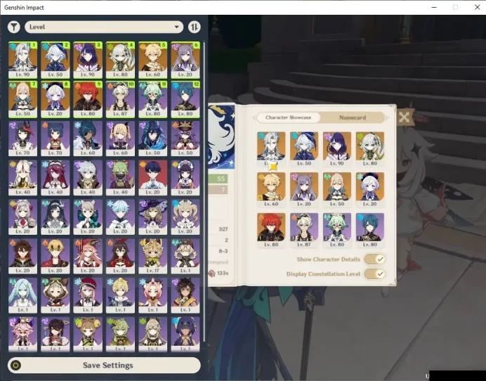 ASIA |AR 55|4 Limit+38(*4Character)|Neuvillete,Furina,Raiden,Nahida|Low Explore Map|MC Male|(GI6425)