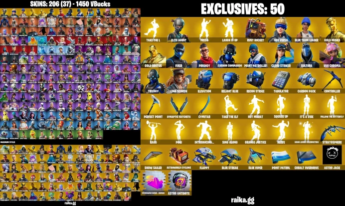 PC/XBOX 206 skins | Take The L | Jules | Aura | Elite Agent | Lara Croft | Tony Stark | Peely | Harley Hitter	LKK460