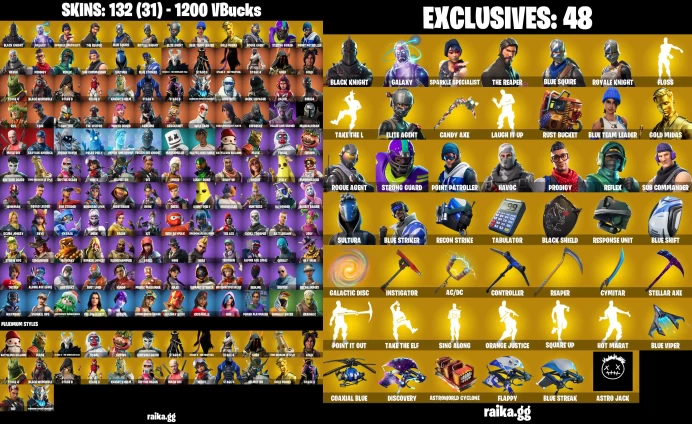  PC/XBOX 132 skins | Black Knight | Galaxy | Sparkle Specialist | The Reaper | Blue Squire | Royale Knight	LKK480