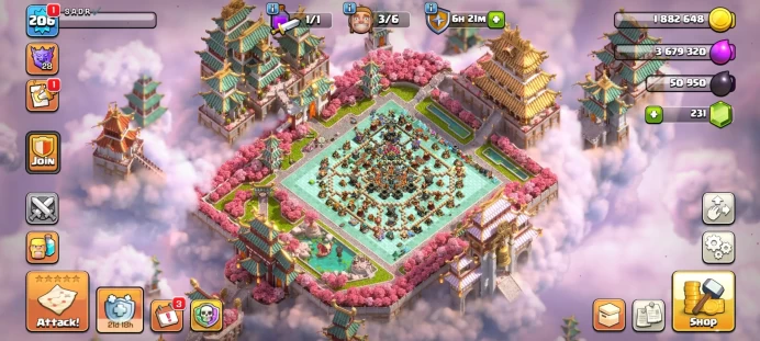 COC24//17 TH + WALLS 17-18 LVL HEROES 95:95:75:70:46:10 SKINS FOR ALL DONATION SCENERY