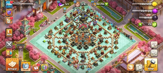 COC24//17 TH + WALLS 17-18 LVL HEROES 95:95:75:70:46:10 SKINS FOR ALL DONATION SCENERY