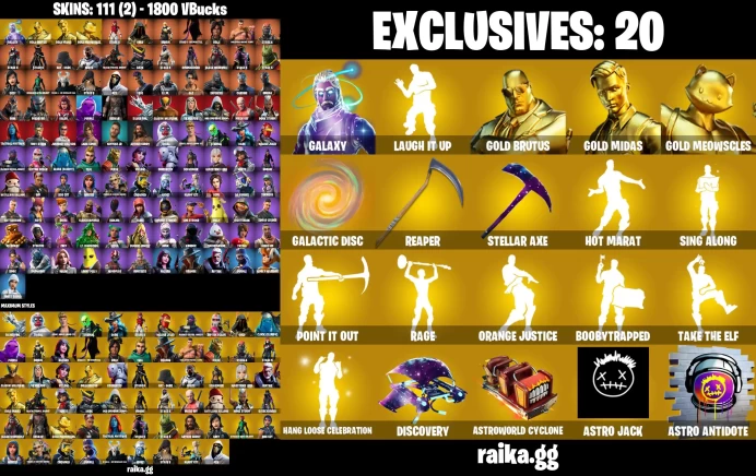 PC/PSN/XBOX 111 skins | Galaxy | Lara Croft | Tony Stark | Peely | Omega | Laugh It Up | Gold Brutus | Gold Midas LKK274