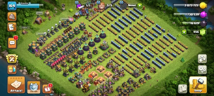 COC32//Town Hall Level 14 14 TH (~FULL BASE) HEROES 76:84:56:58:30 PUMPED GEAR SKINS + SCENERY