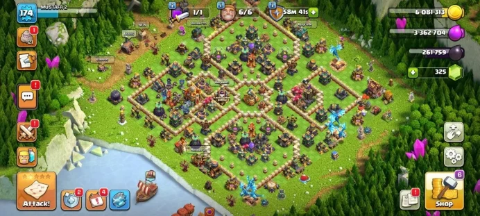 COC34//Main Village TH level 16 FULL 16 TH HEROES 60:60:42:38:21 SKINS EPIC EQUIP + TITAN Highest League Titan 3 + 4174
