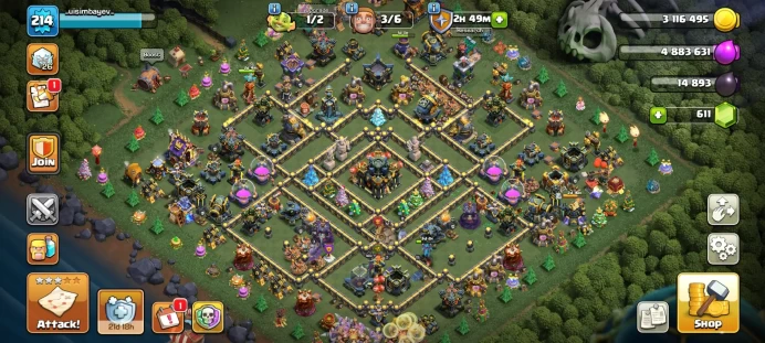 COC35//Main Village TH level 17 Builder TH Level 9 FULL 17 TH + WALLS 18 LVL OLD TREES HEROES 72 100 51 74 32 13 SKINS + PUMP GEAR Tag #YRY9P89U