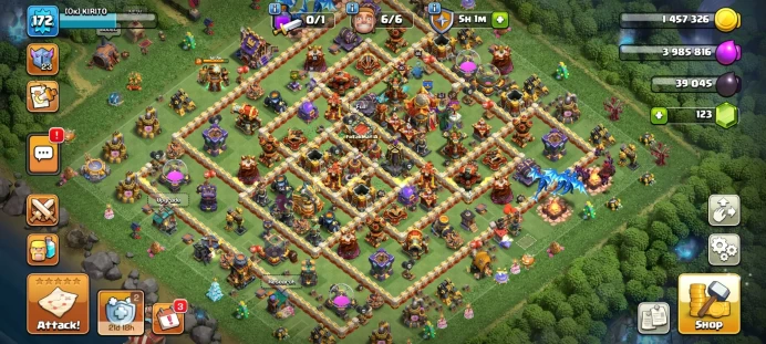 COC37//Town Hall Level 16 16 TH MAX BASE HEROES 84 91 56 67 45 3 OLD OBST TREES DON SCENERY SKINS