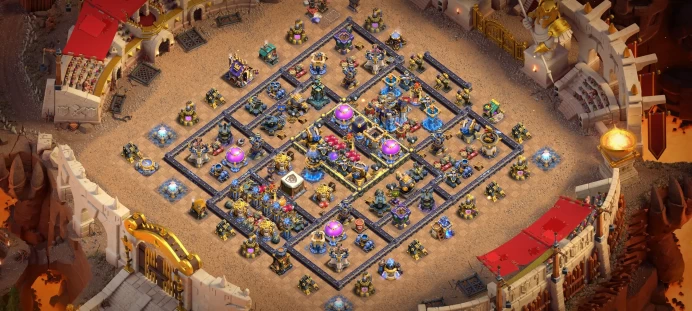 Th18 [ 15 Rare Epic Max ] All 5 Heroes Max, 3400 WAR STAR, ATB 5687, Nice Magic Items, 4 Scenery, 21 Skin Hero, 275 Wall Max, Full Defenses