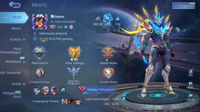 Hero 127 | Skin 293 | Legend Gusion, Collector Yi Sun Shin, Prime Betrix+YuZhong+Cloude, Luckybox Franco+Moskov, ML1013B
