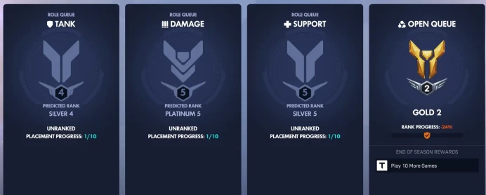 [HANDMADE] Overwatch |  SILVER 4 TANK / PLAT 5 DPS / SILVER 5 SUPP | SMS Verified | Full Access |Lock Protection