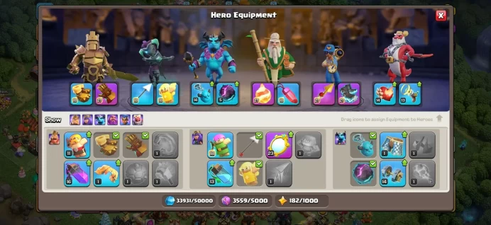 Town hall 17 Xp 224, 4 equipment epic max, C6238