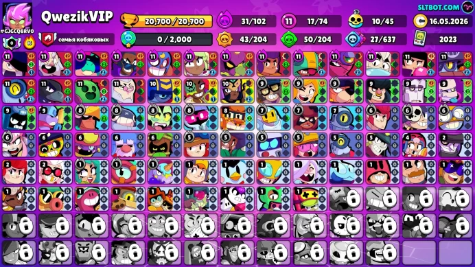 BS851//Trophies 20700 Brawlers 74 Primes 9 In stock 1 pcs SKINS 14k Gems 74 of 102 Brawlers 17 at 11 LVL 144 SKINS FACELESS KENJI HEADLESS RIDER
