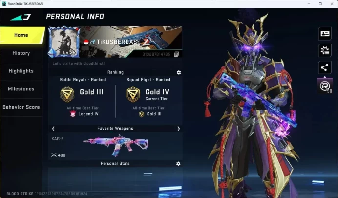 ASIA| ZERO striker (EVO Skill) | 7 Legendary Guns | L35 | BR Gold III, Legend IV Best | Check SS|More Check SS BS836B