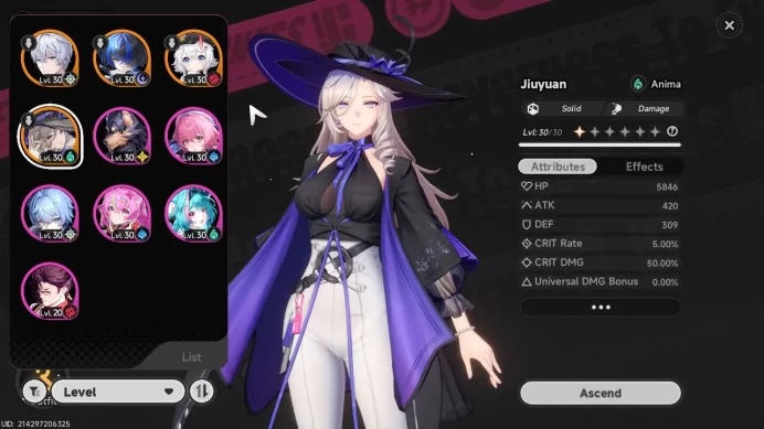 GLOBAL EU|HL 17|TL 5|3 SSR Jiuyuan, Sakiri+Sign, Daffodill|3 S Arc|Phoenix Kick Skin+Glider Underboss|Male MC|Log Email|NTE1001