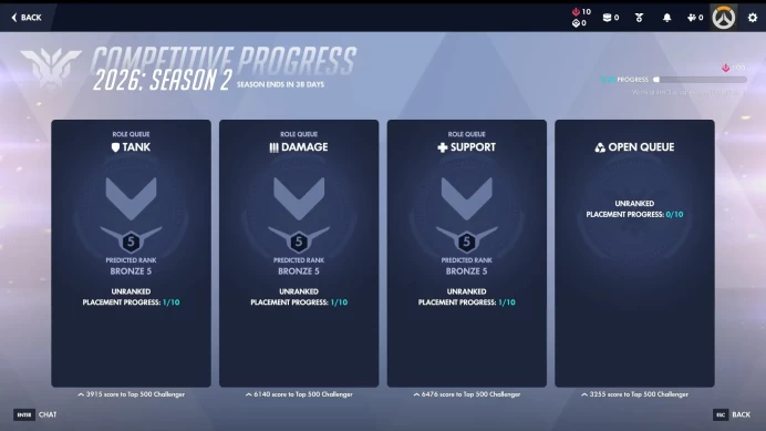OW245 Overwatch 2 Level 20 Random Roles Bronze 5 Tank Bronze 5 DPS Bronze 5 Support Account Bronze All Role Predict Full Access Free Battle Tag