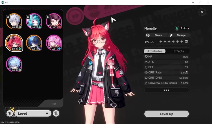 Global EU|HL 3|2 SSR Nanally Awk 1, Daffodill + SSR Selector|4 SR|Underboss Glider|Selector41/50 Roll|Male MC|LogEmail|NTE1008