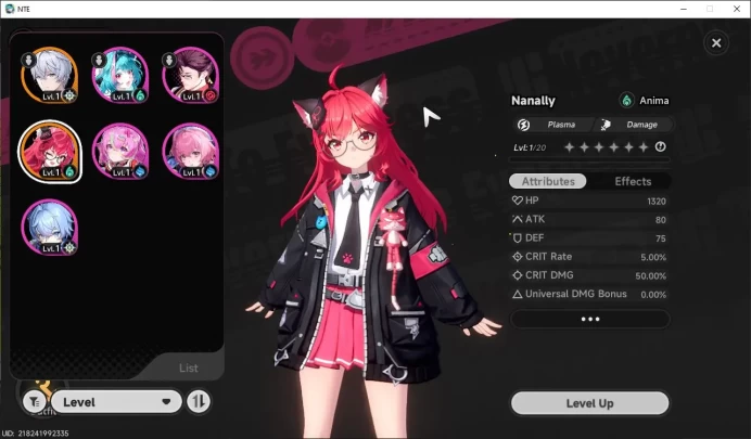 Global EU|HL 3|1 SSR Nanally + Car Skin & SSR Selector|5 SR|Underboss Glider|Selector 42/50 Roll|Male MC|Log Email|NTE1013