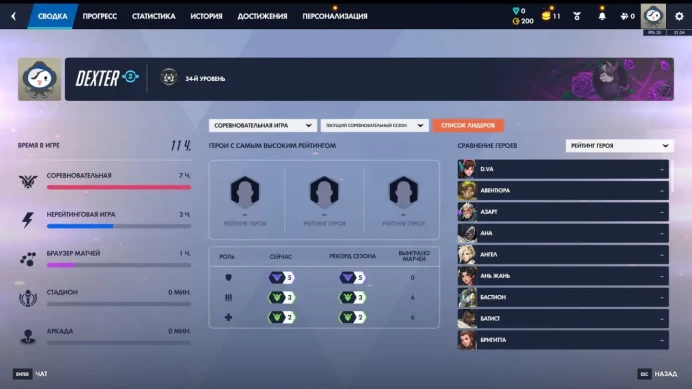 OW247 Overwatch 2 Level 34 GM 5 Tank Master 2 Support Master 3 DPS Complete Data Change Account Without Bans Handmade Free BattleTag Change Cred