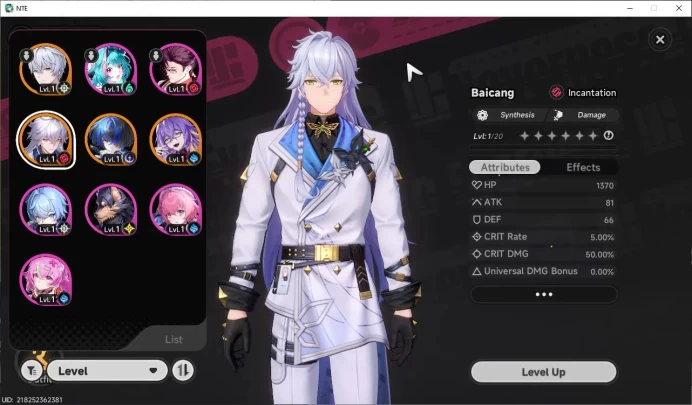 Global EU|HL 3| 3 SSR Baicang, Daffodill, Fadia |6 SR|1 S Arc|Underboss Glider|Male MC|Log Email|NTE1025
