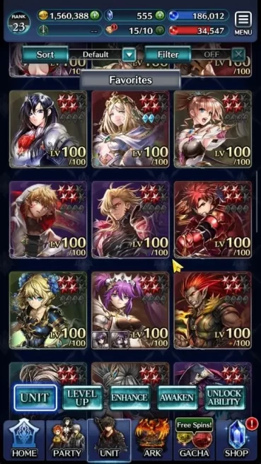 GLOBAL|Rank 23|Top Tier Unit [SM Sera,A Roland,AoG Yuda,MA Megius,PoG Zero,KoG Mauna,NYM Kynei]|4 UR 22 SSR Ark|Code Only|LC1257