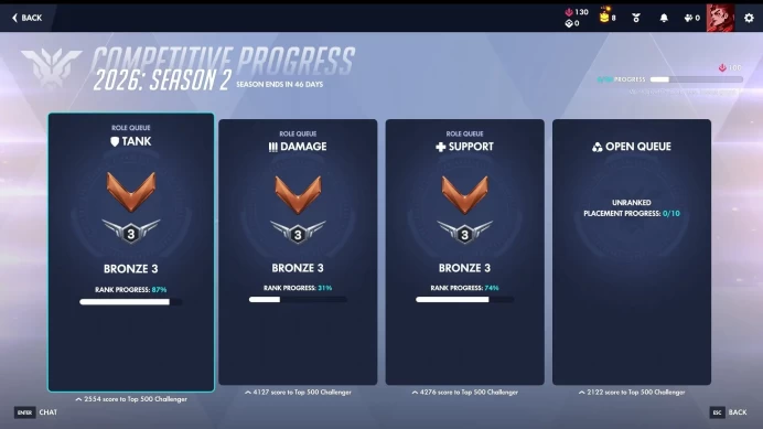 OW252 Overwatch 2 3 Role Bronze 3 Account