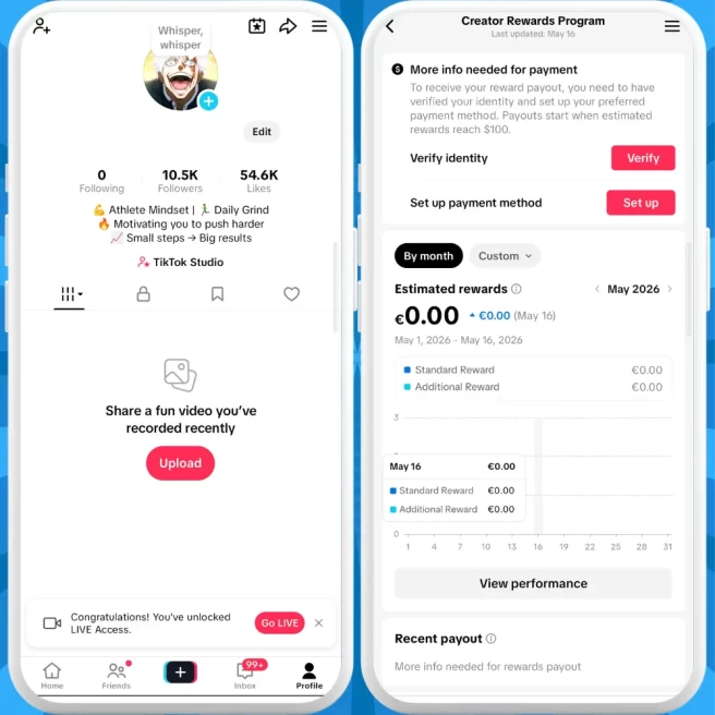 [Discounted] Germany Monetized Creator Rewards Program Account | 10K Authentic Followers & 54K Likes | Verified Screenshots + Instant Delivery