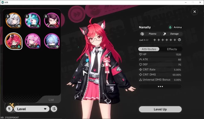 Global NA|HL 3|1 SSR Limited Nanally + Selector On|4 SR|Underboss Glider|Selector 40/50 Rolls|Female MC|Log Email|NTE1067