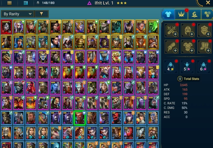 Myth - Lady Mikage + Arbiter + Michinaki + Hephraak + 2x Geomancer + Ninja + 42000 energy + 8582 Gems 