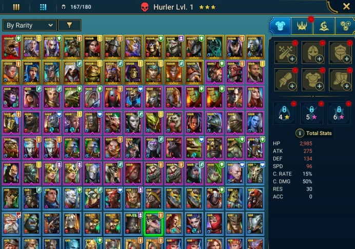 Myth - Androc + Void Yumeko + Ninja + Staltus + Skullcrown + 43000 energy + 9232 Gems + Seeker + Venomage