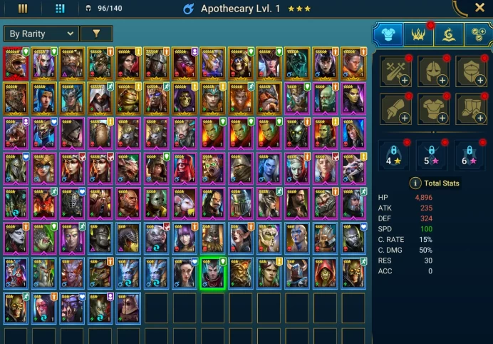 Myth - Androc + Void Krisk the Ageless + Ninja + Pythion + Shirimani + 31000 energy + 4795 gems + Demytha + Seer