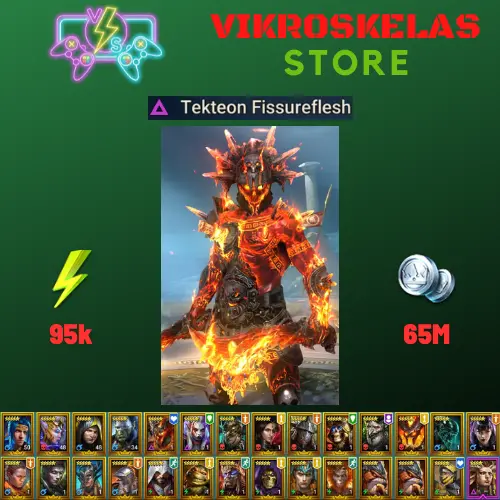 Starter acc with Tekteon : 95k energy / 65 mln coins / Drexthar, Lugan, Arix, Ninja + 20 Login Legendaries / Madame Serris