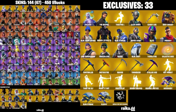 PC/XBOX 144 skins | Galaxy | The Reaper | Take The L | Elite Agent | Candy Axe | Raven | Peely | Catalyst LKK318