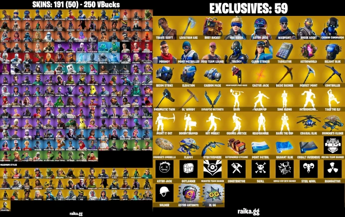[PC/XBOX/PSN] 191 skins | OG STW | Travis Scott | Leviathan Axe | Aura | Lara Croft | Peely | Omega | Jabba Switchway	LKK456