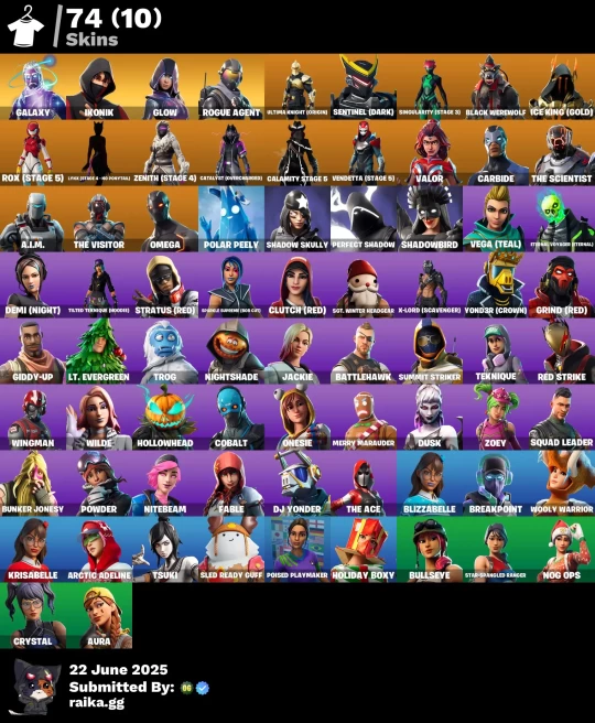 [PC/PSN/XBOX/NINTENDO] 74 skins | Galaxy | IKONIK | Glow | Aura | Omega | Laugh It Up | Rust Bucket | Rogue Agent | Ultima Knight (Origin)LKK485