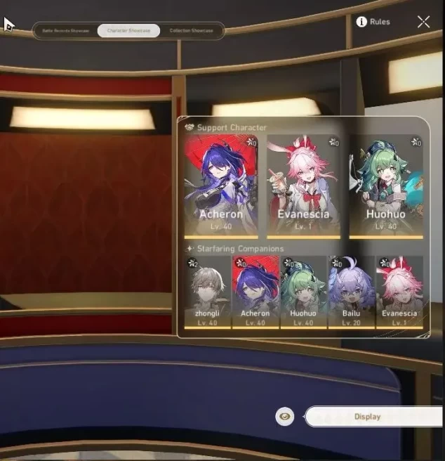 Asia|TL 29|3 Limited| [Acheron,Evanescia,huohuo] |Xianzhou Luofu|MC Male|Take Mail|Check SS(HSR7058)