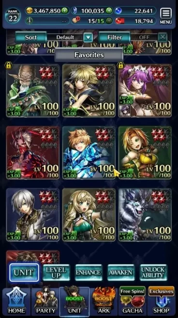GLOBAL|Rank 22|100K Crystal|Top Tier Unit [DL Judecca-Samekh,SS Lenius+Ark,G Lilaha+Ark,Etc]|2 UR & 17 SSR Ark|Code Only|LC1258