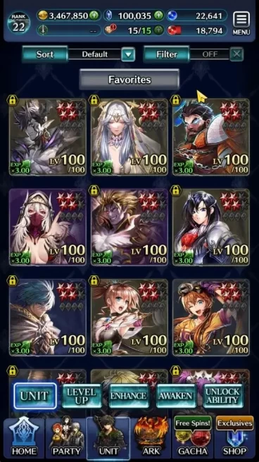 GLOBAL|Rank 22|100K Crystal|Top Tier Unit [DL Judecca-Samekh,SS Lenius+Ark,G Lilaha+Ark,Etc]|2 UR & 17 SSR Ark|Code Only|LC1258