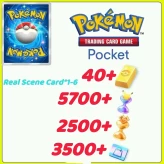Global Server /+ Pokémon Gold Bricks*40 - Pack Opening Hourglass*5400- Challenge Hourglass*2500-Shop Ticket×3500 -Real Scene Card*1-6/
