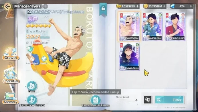 SEA Lv60|4 SP [Bokuto,Keiji,Tetsuro,Toru]+Memo| 4 UR [Sakusa,Korai,Hirugami,Etc]+Memo |8SSR [Hajime,Etc]|Goggle|Check SS|HFH1034