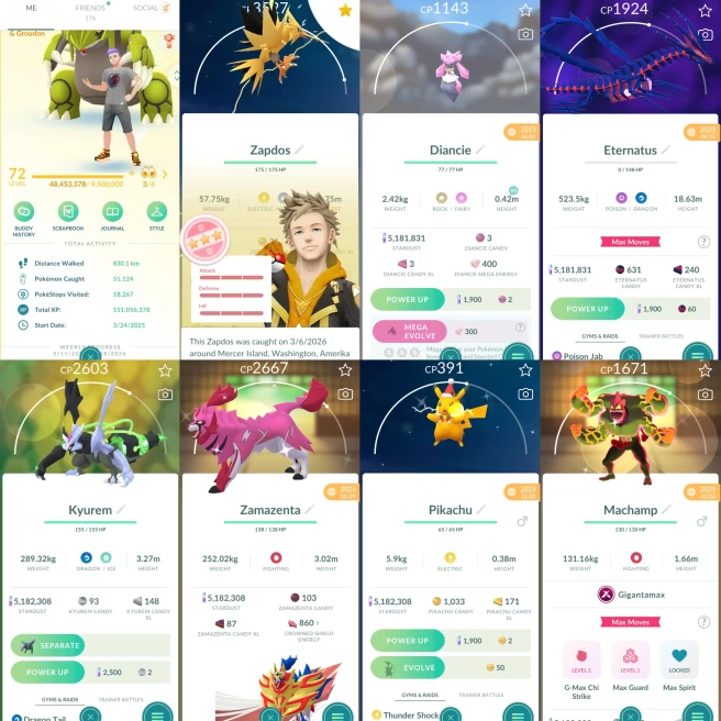 2240 Level 72 Legacy 47. Eternatus Solgaleo100 Shiny GMax Machamp Shiny Black Kyurem Mega Diance