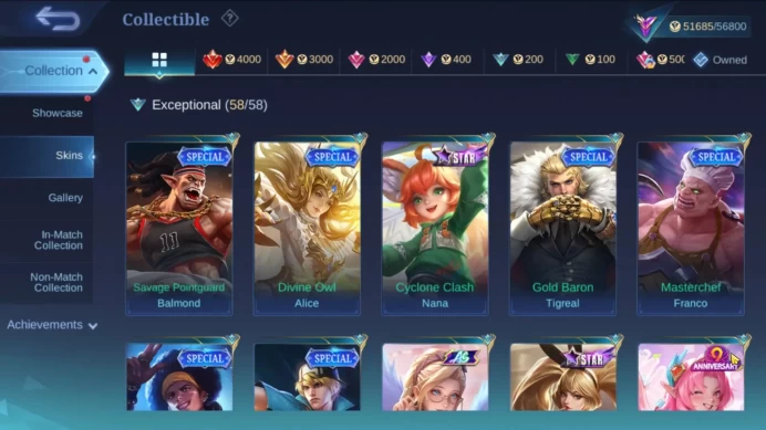 Global|Hero 96 Skin 221|Renowned|CC Natalia|Lbox Selena|Sanrio Floryn|CREATE Odette+Kadita|Zodiac Aurora|More Check SS ML1932B