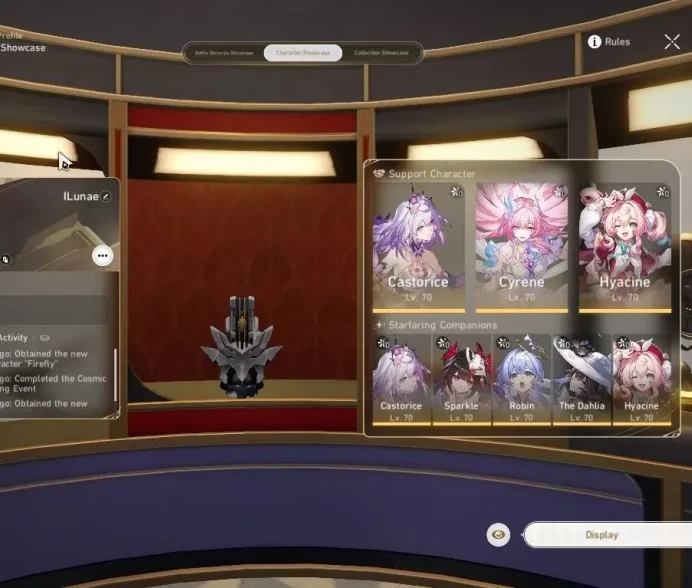 Asia|TL 60|11 Limited|Castorice,Cyrene,Hyacine,Firefly,The Dahlia,Robin,Sparkle,Etc|MC Male|Take Mail|Check SS(HSR7062)