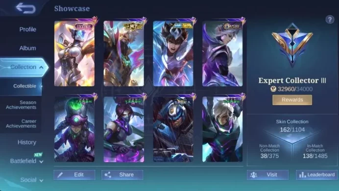 Global|Hero 115 Skin 162|Expert|LBox Irithel|M7 Granger|Gaara|SeiyaBadang|VENOM Gusion+Hanabi|SABER Saber|More Check SS ML1935B