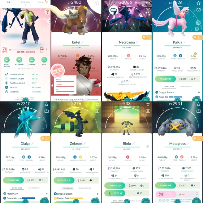 2257 Level 70 Necrozma100 Shundo Entei Shiny Necrozma Wild Area 2025 BG Shiny Riolu Shiny Metagross