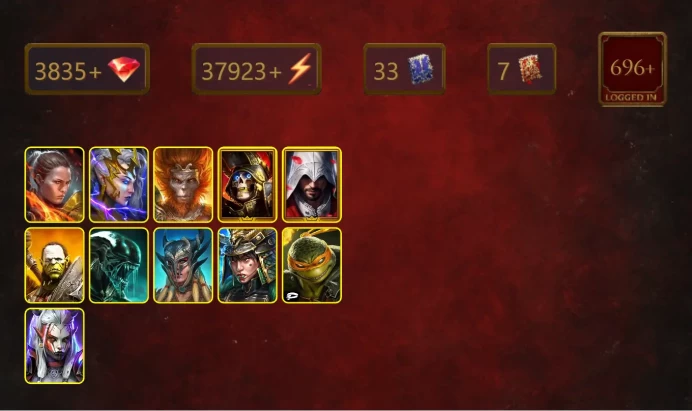 [STARTER]Trunda+Harima+Ronda+Deliana+Wukong+Deathknight+Ezio Auditore+Artak+Xenomorph+Scyl+Michelangelo+Visix+22Epics