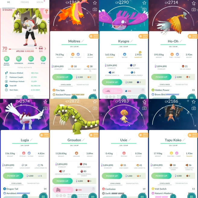2264 Level 70 Shiny Groudon Shiny Kyogre Zygarde Roar of Time