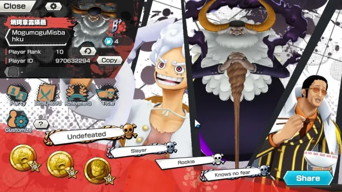 Global | 6 Ex  GLOBAL | ex 6 | Bosrsalino, Kuzan, gear five luffy, roronoa zorro, D teach, st. jay Saturn OPBR119B