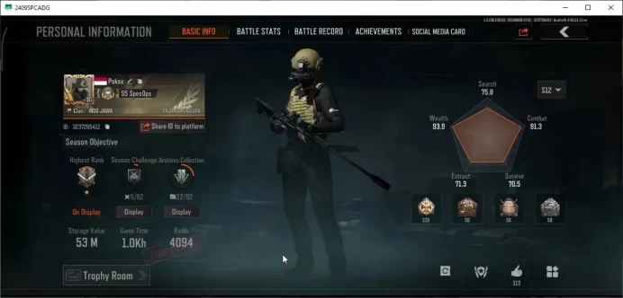 MOBILE Lv30|Battle Machete,Sapper Shovel|SV 53M|CV 13M|Fruit AR57,Squire VSS|Prismatic ACE31,SS AKM|CN OFF|Infinite(AB3184)