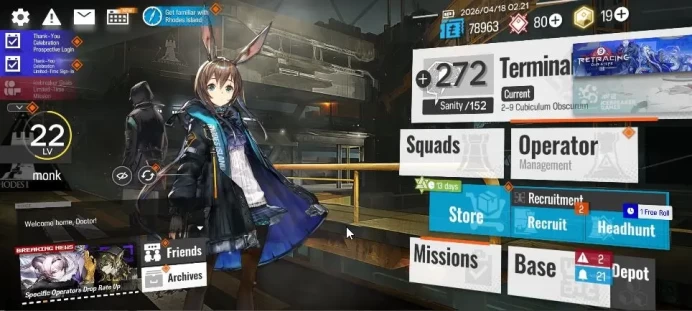 Lv 22 | 64 Operator+1 Outfits | 1 Limited | [SilverAsh the Reignfrost] | Chapter 2-9 |Check SS|(AK1362)