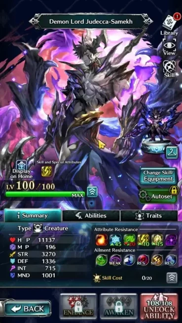 GLOBAL|Rank 11|Top Tier Unit [Demon Lord Judecca-Samekh,Goddess Lilaha]|1 UR & 11 SSR Ark|Code Only|LC1266