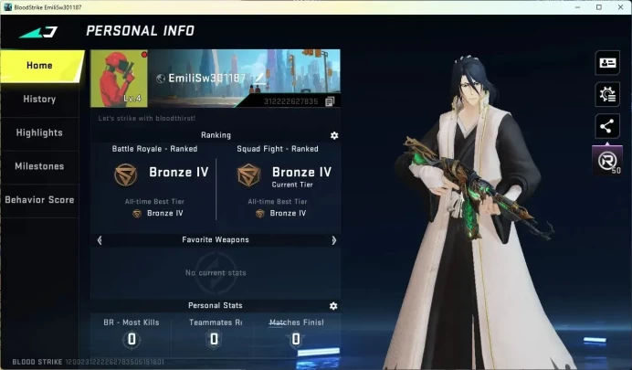 ASIA| BLEACH Byakuya|AK47 7DS|1 Ultra Gun|1 Legendary Gun|7 Strikers|5 Throwables|Bronze IV|More Check SS BS847B